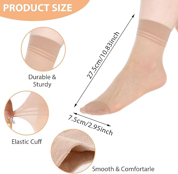 6pcs Nylon Socks For Women Ankle Short Sheer Socks Thin Cool See Through Calf Silk Socks for Women Girls