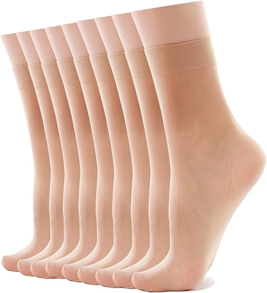 9/12 Pack Women's Nylon Socks Ankle High Sheer Pantyhose