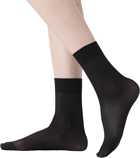 Women's 10-24 Pairs (in Gift Box) Ankle High Sheer Nylon Socks Soft Tight Hosiery with Reinforced Toe