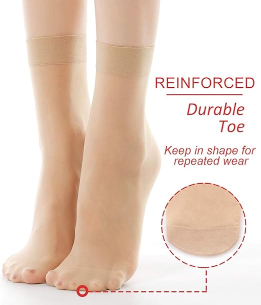 9 Pairs Ankle Nylon Socks for Women - 20D Sheer Pantyhose Socks