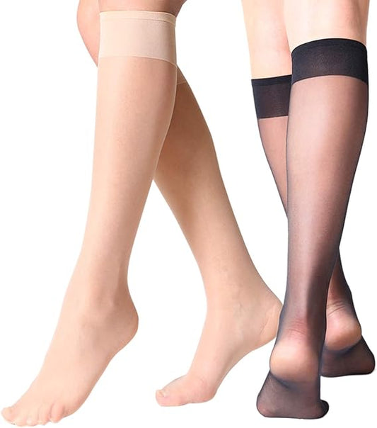 12 Pairs Lady's Sheer Knee High Stockings for Women