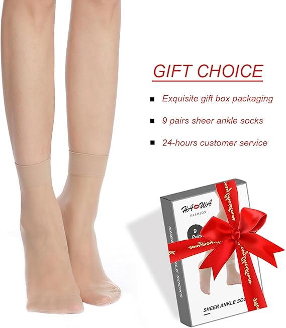 9/12 Pack Women's Nylon Socks Ankle High Sheer Pantyhose