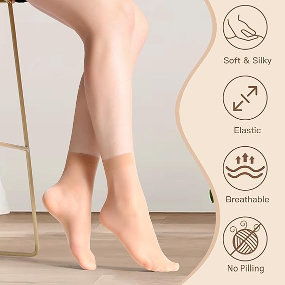 12 Pairs Women's Ankle High Sheer Socks