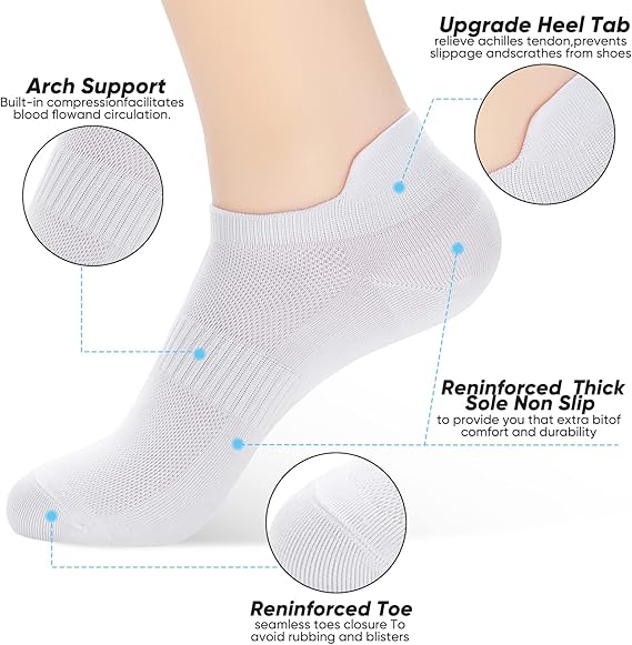 Ankle Socks for Women Thin Athletic Running Low Cut Tab Socks Sports No Show Socks 6/10-Pairs