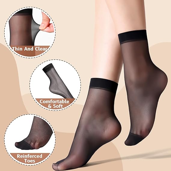 12 Pairs Women's Ankle High Sheer Socks