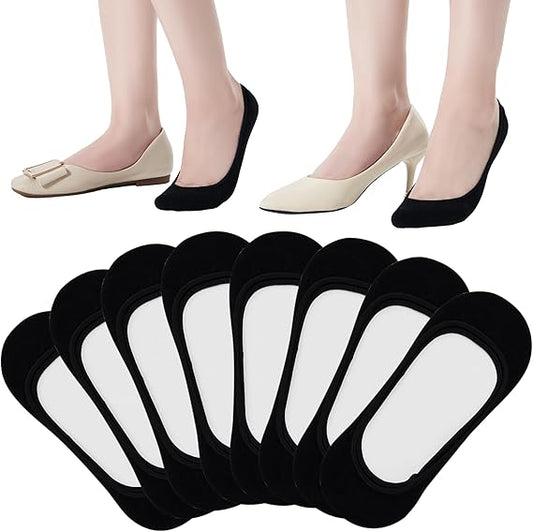 No Show Socks Womens, Ultra Low Cut Liners Non Slip Footies for Flats Hidden Invisible Boat Summer 4/8 Pairs