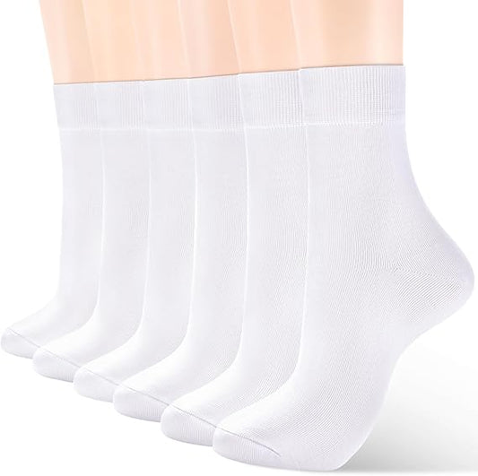 Women's Thin Cotton Socks, Soft Bootie Dress Socks, Above Ankle Crew Casual Socks (6-Pairs Present Box)