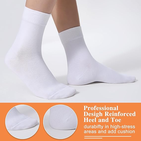 Women's Thin Cotton Socks, Soft Bootie Dress Socks, Above Ankle Crew Casual Socks (6-Pairs Present Box)