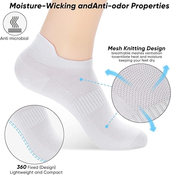 Ankle Socks for Women Thin Athletic Running Low Cut Tab Socks Sports No Show Socks 6/10-Pairs