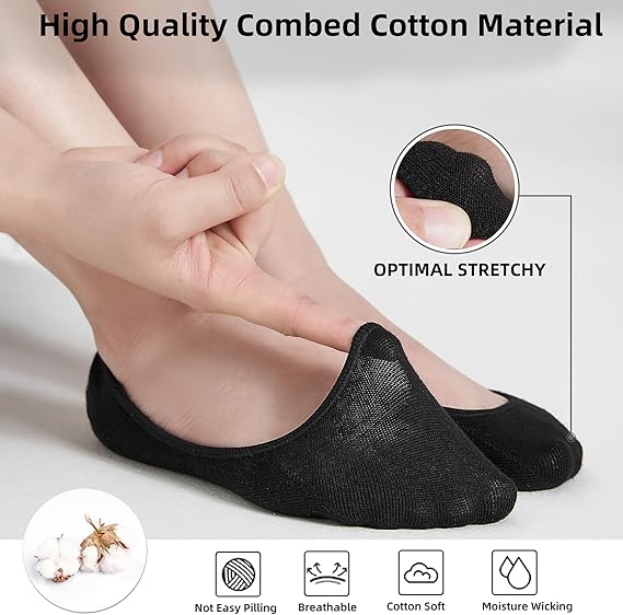 No Show Socks Womens, Ultra Low Cut Liners Non Slip Footies for Flats Hidden Invisible Boat Summer 4/8 Pairs